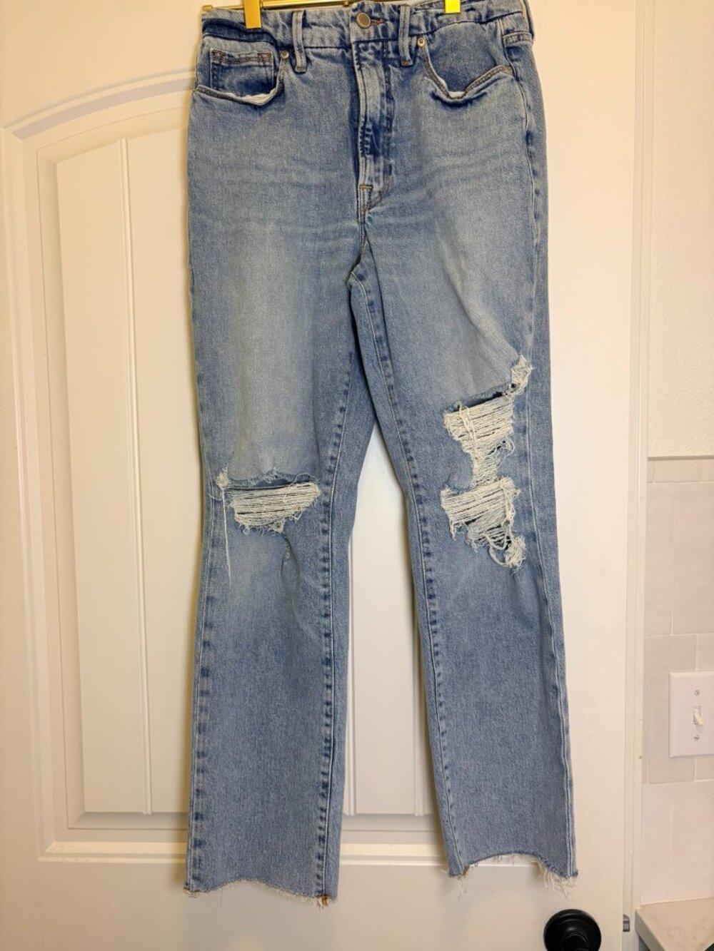 Good American Distressed High Rise Straight Leg Jeans – Size 4/27
